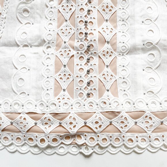 Zimmermann Moncur Studded Mini Skirt Ivory Size AU 3 US 10 NEW NWT - Picture 4 of 11